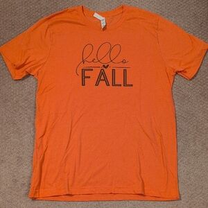 3/$15 Bella Canvas Orange "Hello Fall" Short Sleeve Tee NWOT